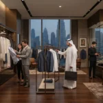 Traditional and modern men's fashion displayed inside a UAE menswear boutiqueTraditional menswear and contemporary fashion continue to shape the UAE men's apparel market.