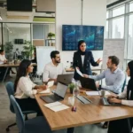 Entrepreneur planning a startup business strategy in a modern office