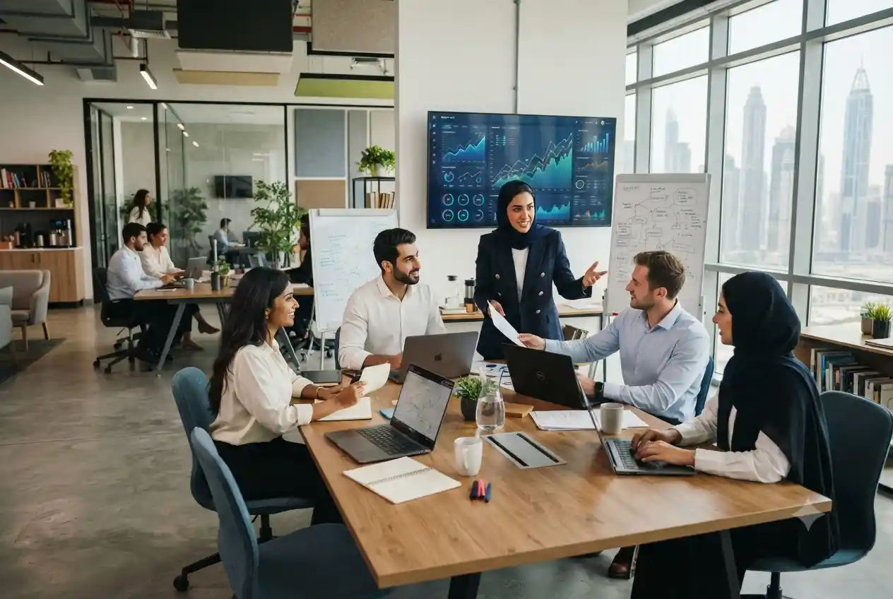 Entrepreneur planning a startup business strategy in a modern office