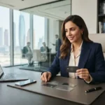 Professional comparing different credit card options in the UAE.