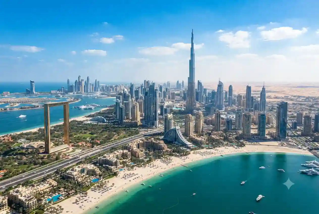 The best places to visit in Dubai including Burj Khalifa, Palm Jumeirah, and Dubai Marina