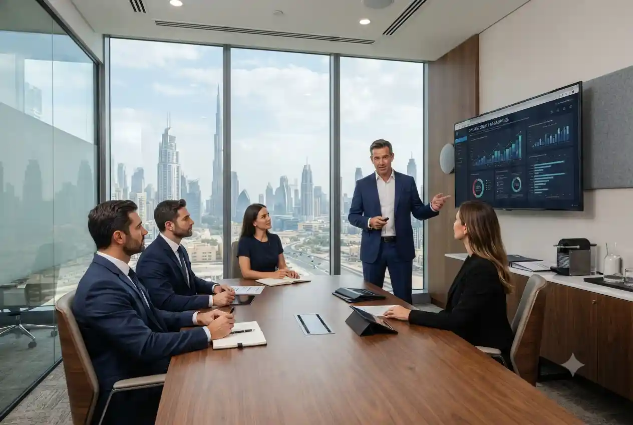 Business consultant advising a UAE company on growth strategy and business planning