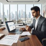 UAE business owner using a business credit card to manage company expenses.