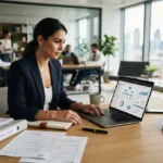 Professional reviewing business entity search records and company registration information