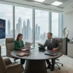Business owner discussing commercial insurance and risk management strategies with advisor