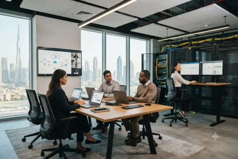 Modern business environment using fiber internet and enterprise connectivity solutions