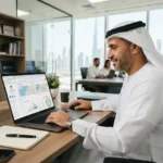Business owner managing online business listings and directory profiles
