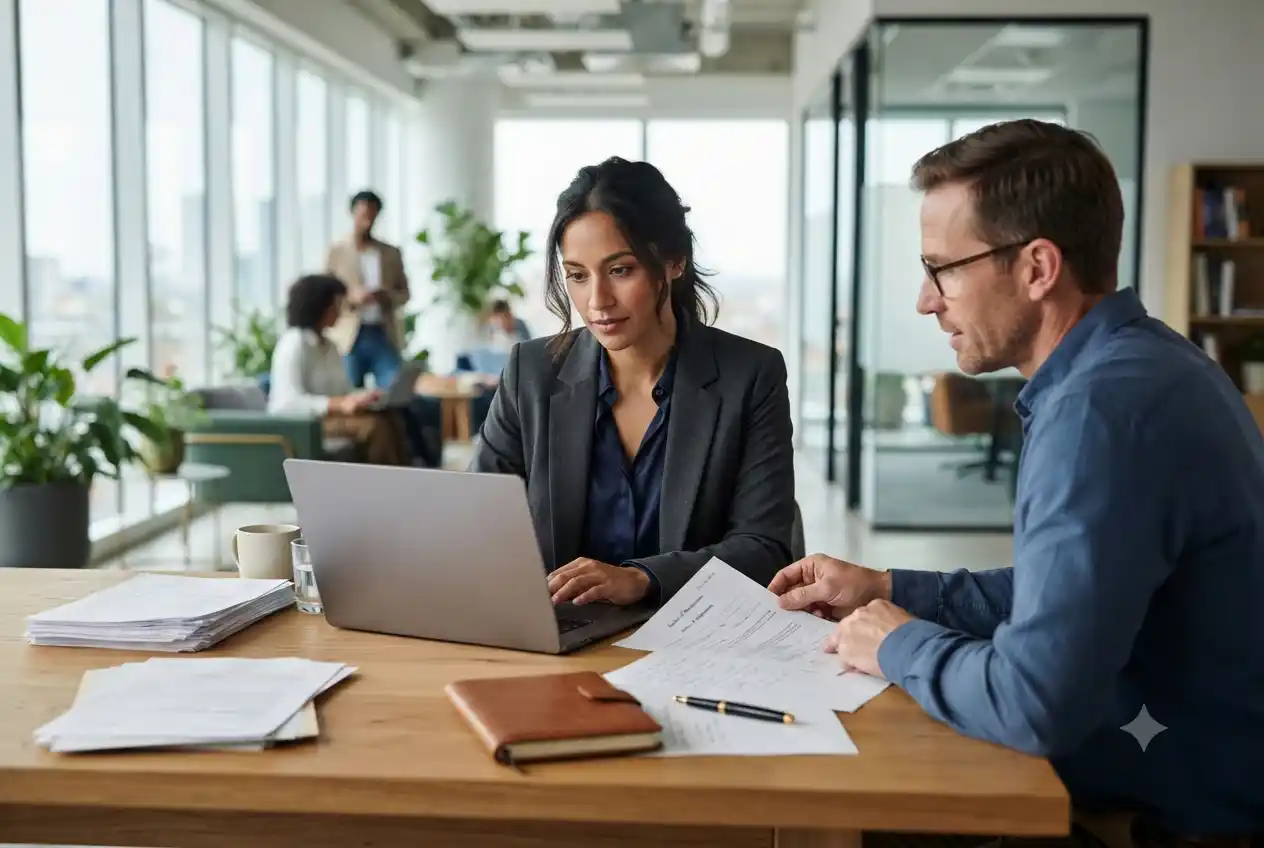 Entrepreneur completing business registration and company formation paperwork