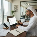 : Business owner completing verification process for online business profiles