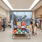 Customers shopping for fashionable clothing inside a modern retail store in Sharjah