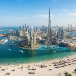 Dubai tourist attractions including Burj Khalifa, Dubai Marina, Palm Jumeirah, and Dubai Fountain