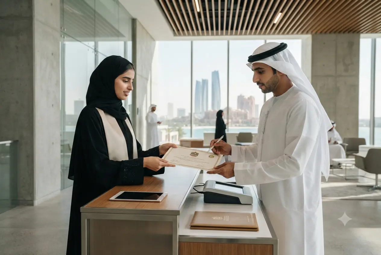 Graduate submitting academic certificates for attestation in the UAE