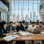 Students studying in a modern educational institution in the United Arab Emirates