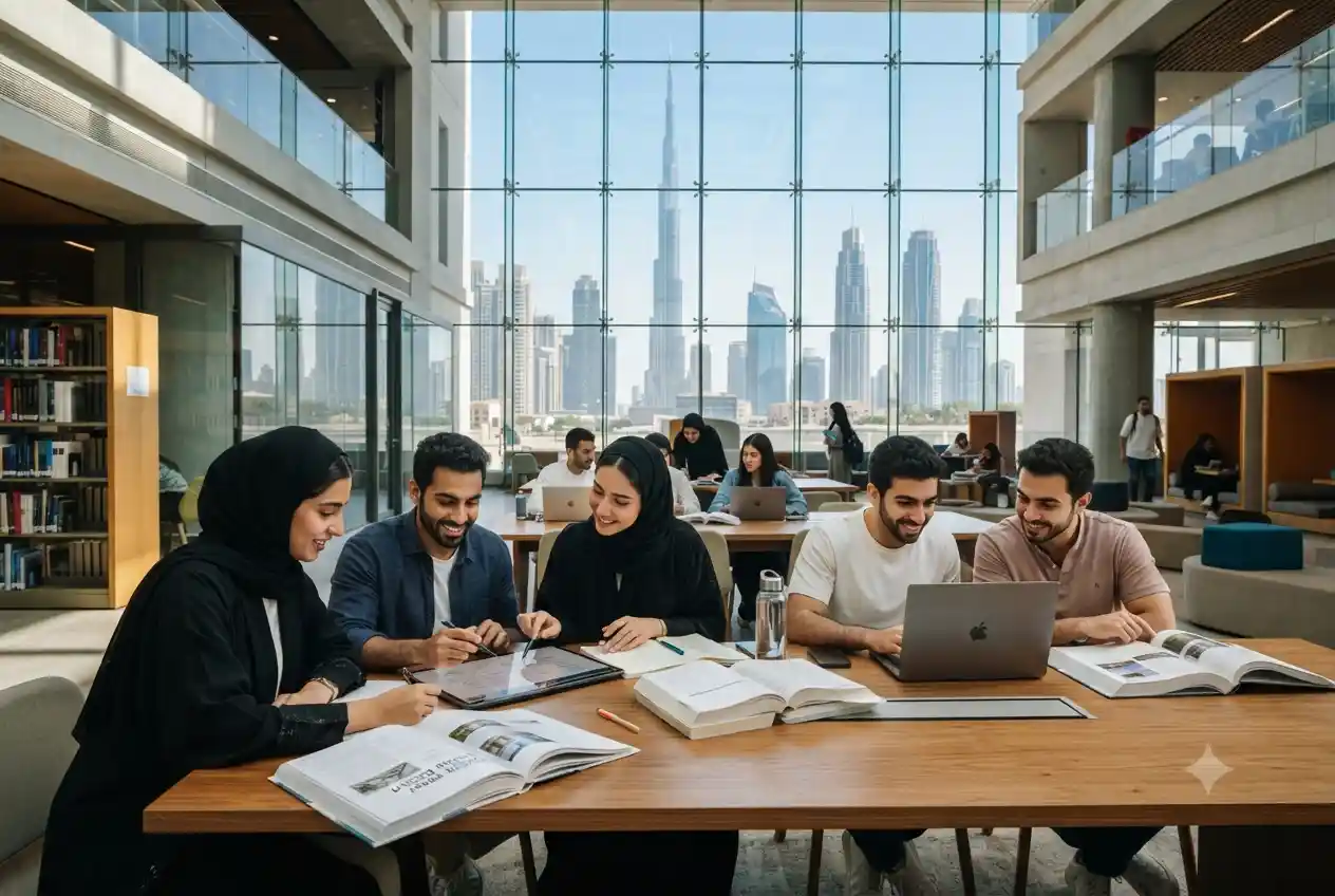 Students studying in a modern educational institution in the United Arab Emirates