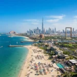 Famous places in Dubai including Burj Khalifa, Burj Al Arab, Palm Jumeirah, and Dubai Marina