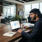 Business owner optimizing a Google Business Profile for local search visibility