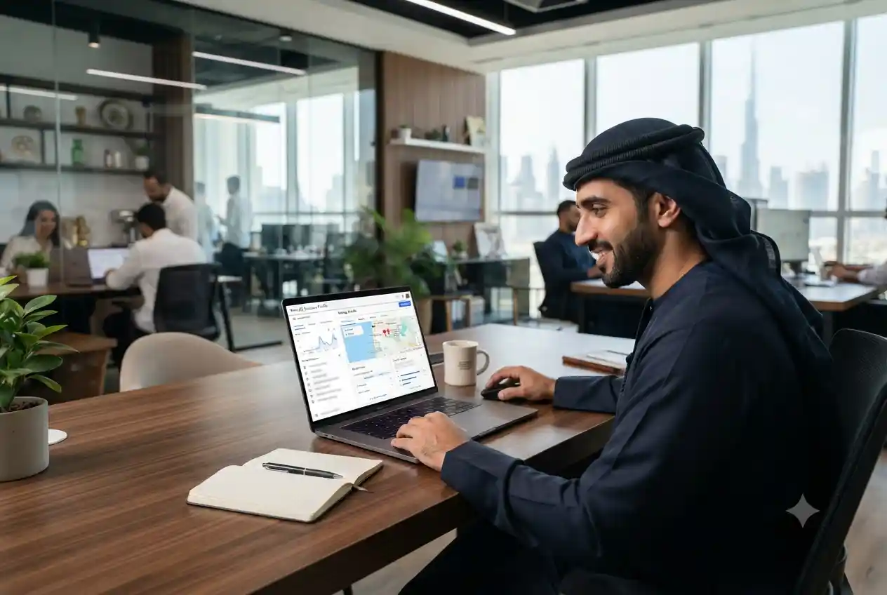 Business owner optimizing a Google Business Profile for local search visibility