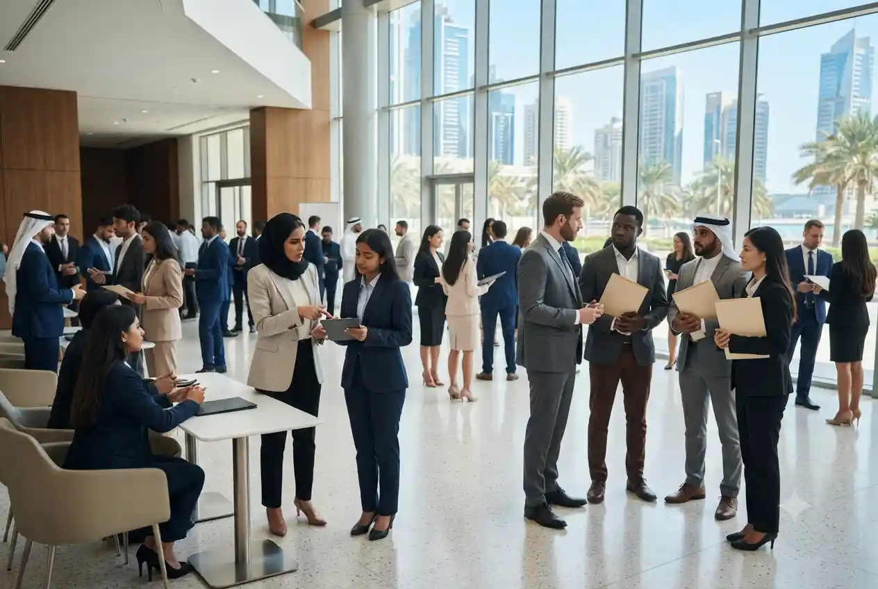 Fresh graduates attending a recruitment event in the UAE.