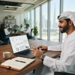 Local business owner managing digital marketing campaigns and local SEO performance
