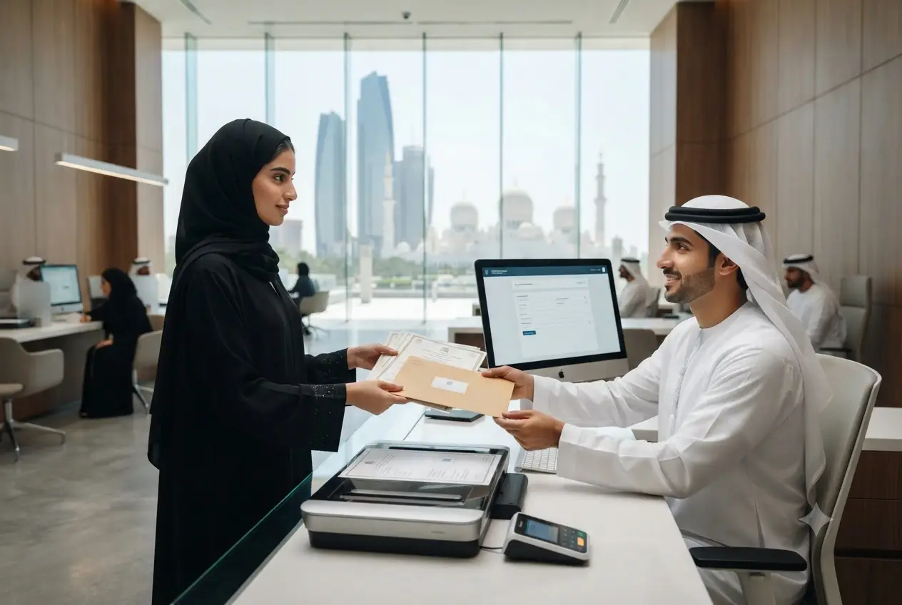 Graduate submitting academic documents for Ministry of Education equivalency in the UAE