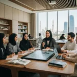 Teacher leading a modern classroom in a UAE school