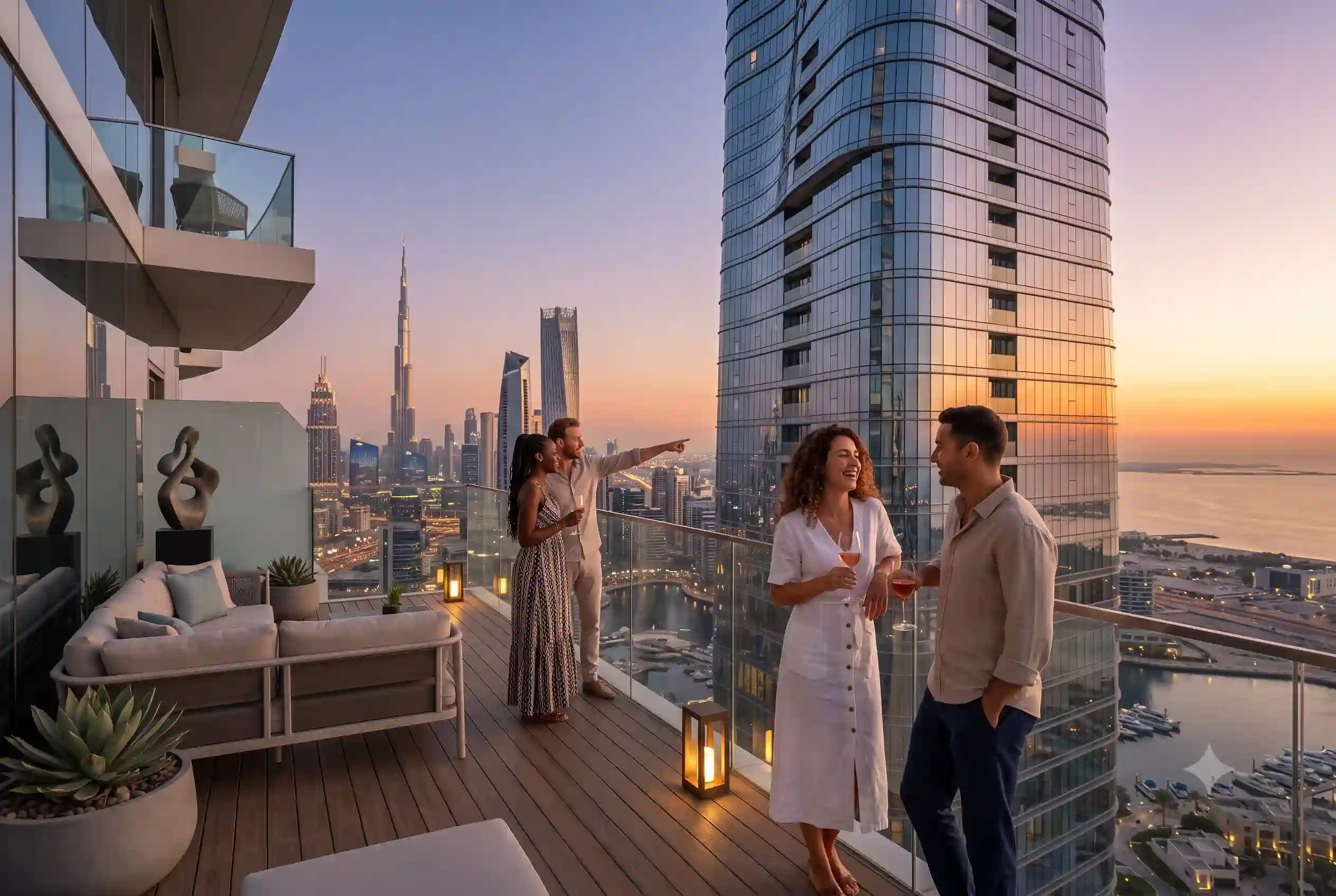 Nema Residence luxury apartments building in Dubai skyline