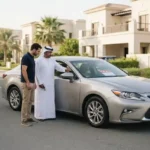 Buyer inspecting a used car directly from its owner in the UAE.