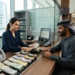Licensed currency exchange office handling UAE Dirhams and Nigerian Naira.