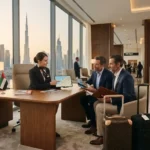 UAE travel and tourism services with Dubai skyline in the background