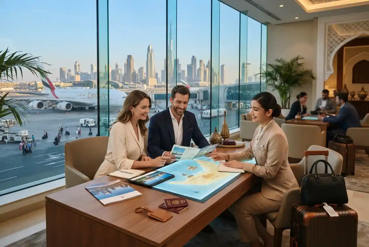 Travelers planning a UAE holiday with Dubai travel services