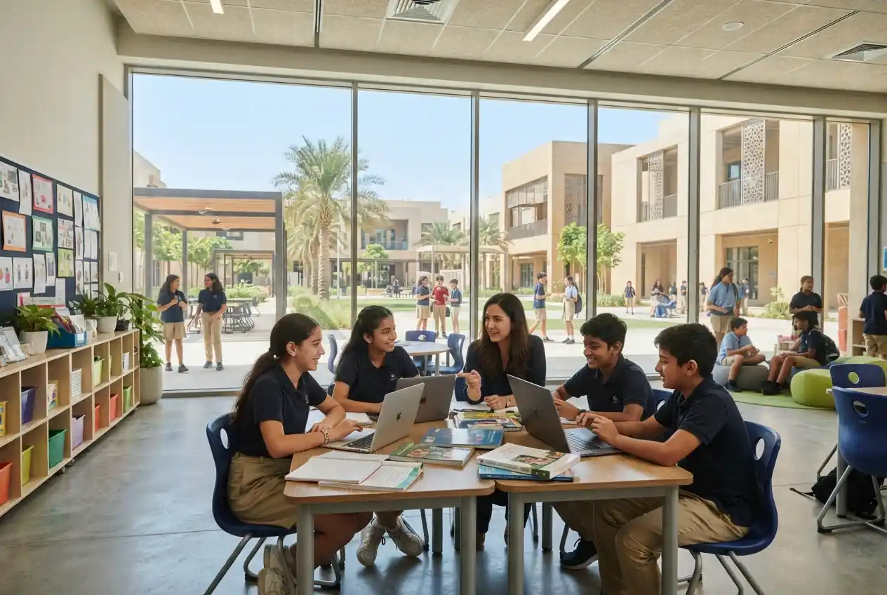Students studying at an American curriculum school in the UAE