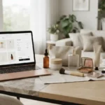 Beauty products and online shopping setup for finding a Beauty Bay discount code