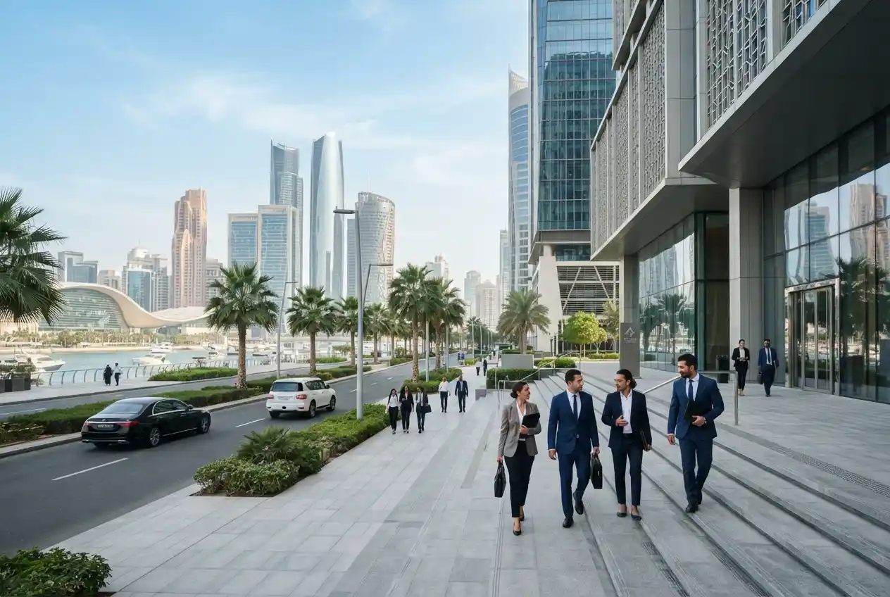 Business setup in Abu Dhabi with modern corporate offices