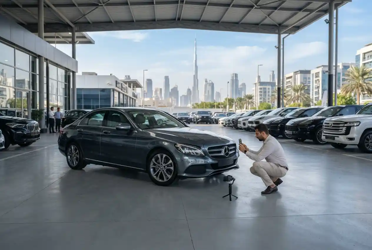 Seller listing a used car on an online car marketplace in the UAE
