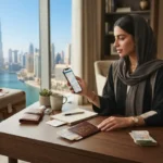 UAE traveler comparing affordable travel insurance options