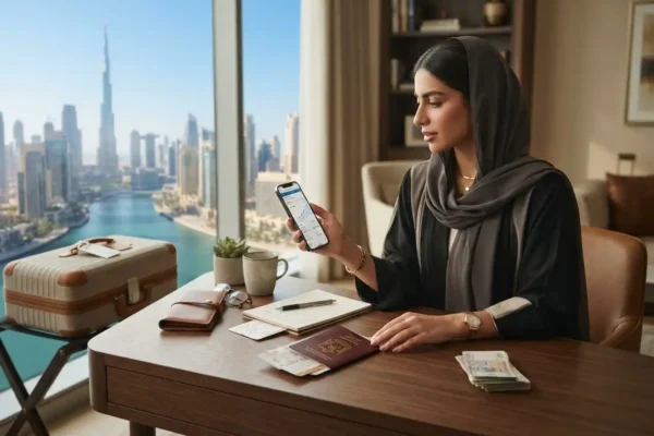 UAE traveler comparing affordable travel insurance options