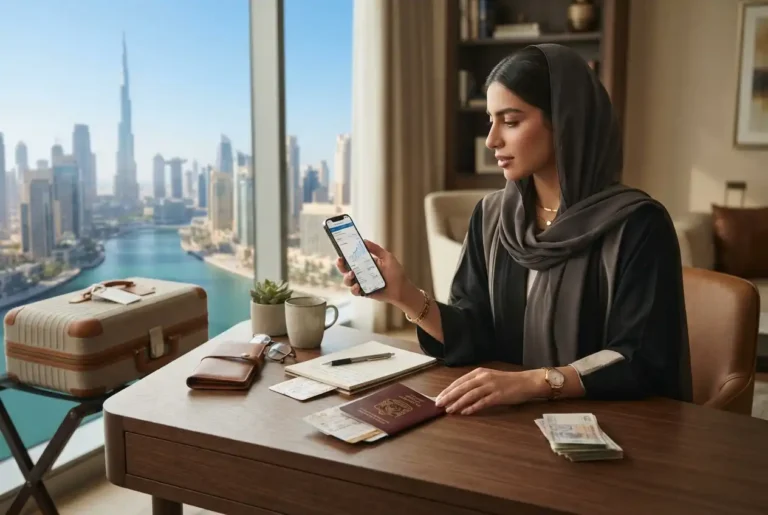 UAE traveler comparing affordable travel insurance options