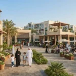 Residents shopping at a modern community market in the UAE.