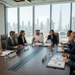 Corporate governance board meeting in a modern Dubai office