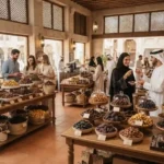 Premium varieties of dates displayed in a specialty market in the UAE.
