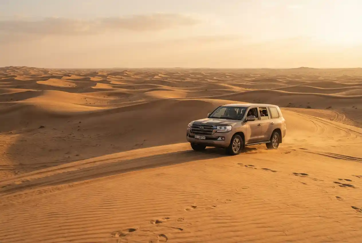 Dubai desert safari experience across golden sand dunes