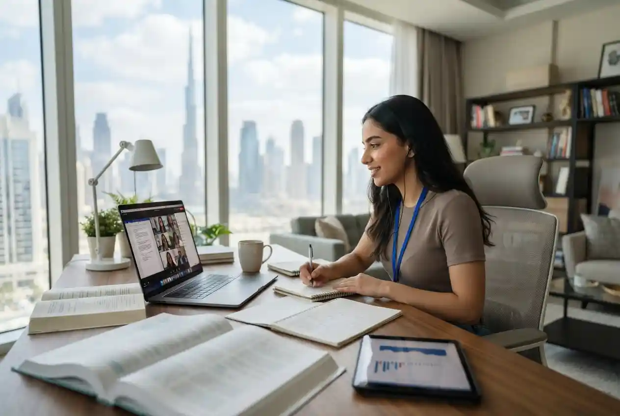 Student studying through distance learning in the UAE
