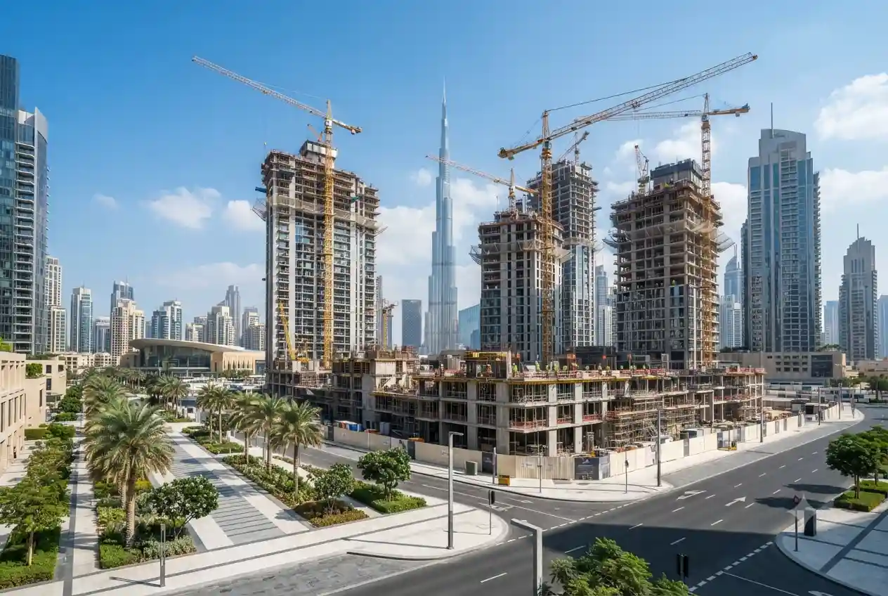 Luxury off-plan residential towers in Downtown Dubai near Burj Khalifa.