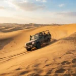 4x4 vehicle climbing a sand dune during a Dubai adventure