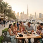 People enjoying a day out at a Dubai waterfront destination