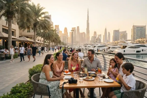 People enjoying a day out at a Dubai waterfront destination