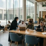 Students exploring education courses in a modern UAE learning environment