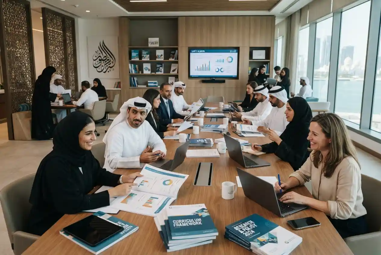 Education policymakers and educators discussing education reform in the UAE