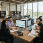 Researchers conducting educational studies at a UAE academic institution