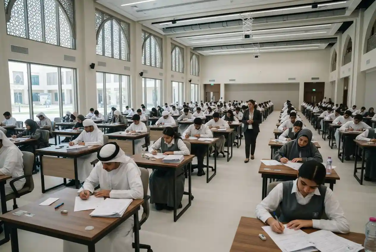 Students taking school exams in the UAE examination system
